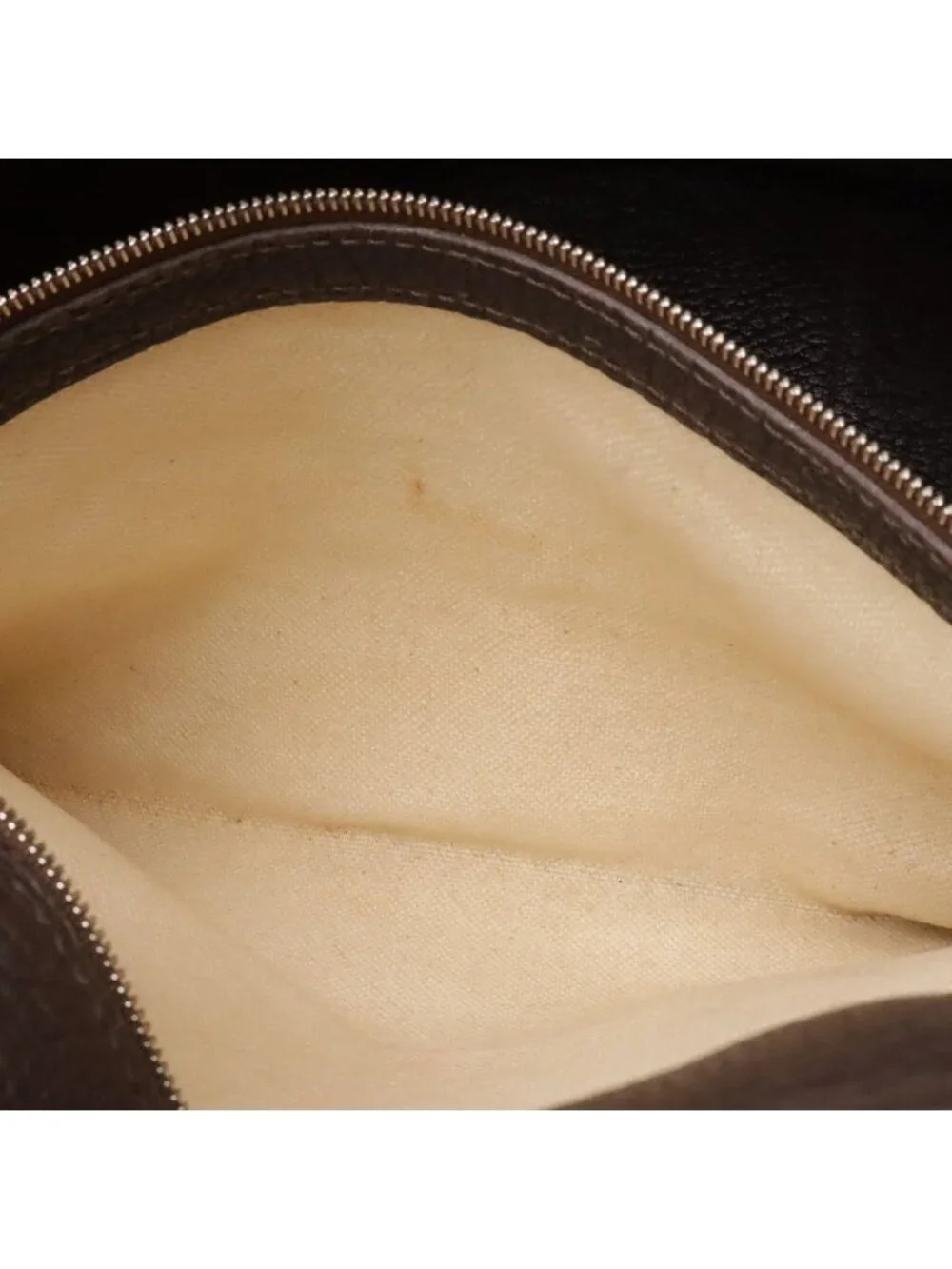 Hermes Petite Ceinture MM Tote Canvas Leather Ivory Dark Brown